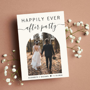 Modern Arch Photo Cream Wedding Reception Invitation