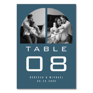 Modern Arch Photo Dusty Blue Wedding Table Number