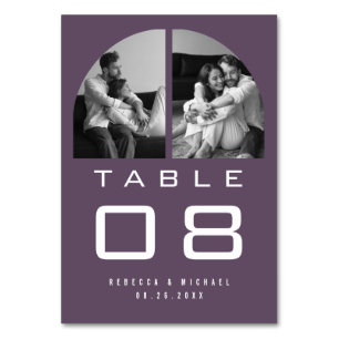 Modern Arch Photo Dusty Purple Wedding Table Number
