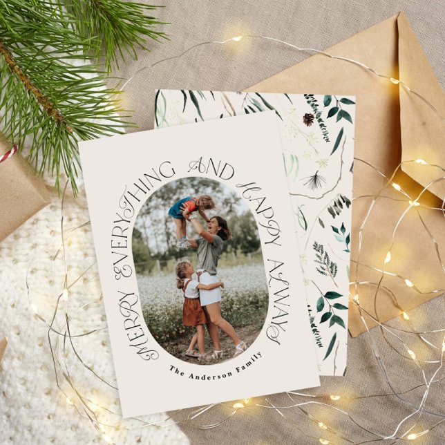 Modern arch photo elegant typohtaphy botanical  holiday card (Creator Uploaded)