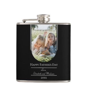 Modern Arch Photo Father's Day   Black Hip Flask