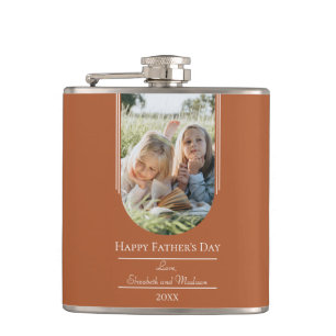Modern Arch Photo Father's Day Burnt Orange Hip Flask