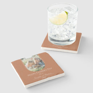 Modern Arch Photo Father's Day | Burnt Orange Stone Coaster