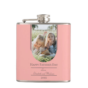 Modern Arch Photo Father's Day Coral Hip Flask