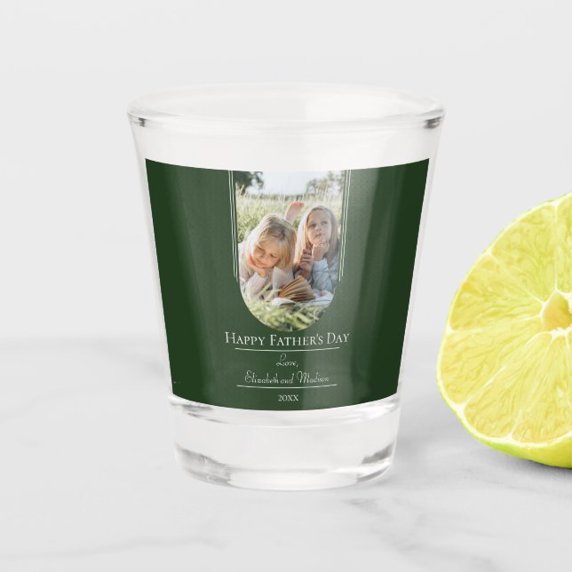 Modern Arch Photo Father's Day | Emerald Green Shot Glass (Front)