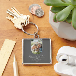 Modern Arch Photo Father's Day   Grey Key Ring