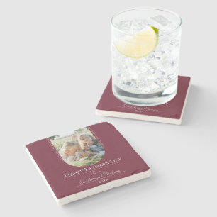 Modern Arch Photo Father's Day Red Stone Coaster