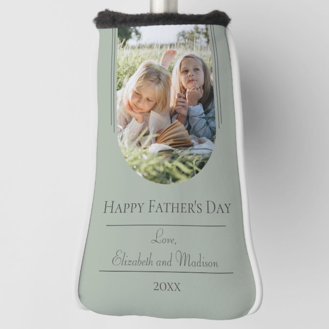 Modern Arch Photo Father's Day | Sage Green Golf Head Cover (Rotate 90)