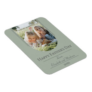 Modern Arch Photo Father's Day   Sage Green Magnet