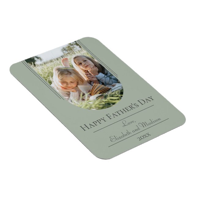 Modern Arch Photo Father's Day | Sage Green Magnet (Right Side)