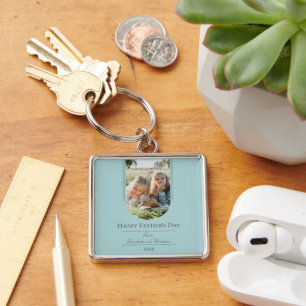 Modern Arch Photo Father's Day Teal Key Ring