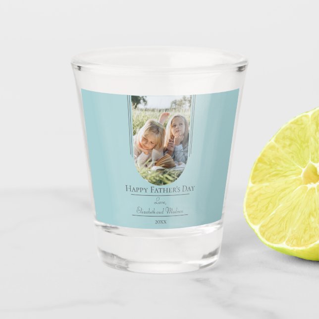 Modern Arch Photo Father's Day | Teal Shot Glass (Front)