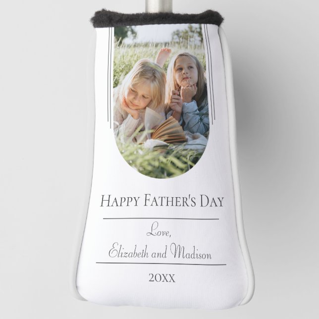 Modern Arch Photo Father's Day | White Golf Head Cover (Rotate 90)