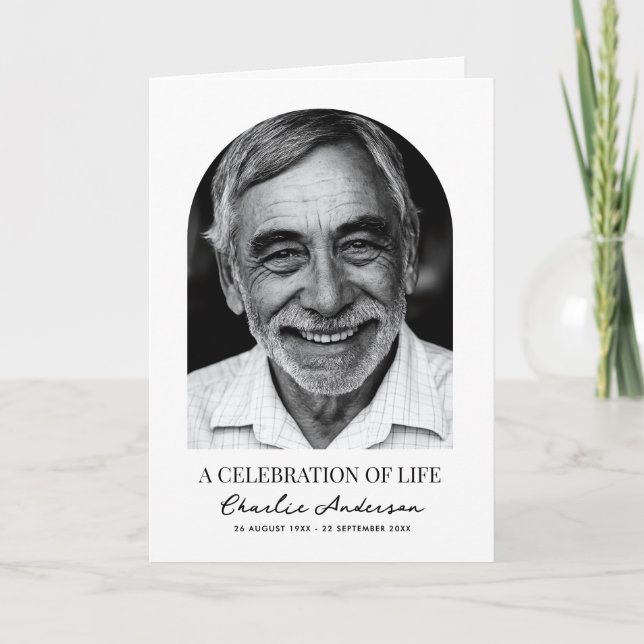 Modern Arch Photo Folded 4-Page Funeral Program Programme (Front)