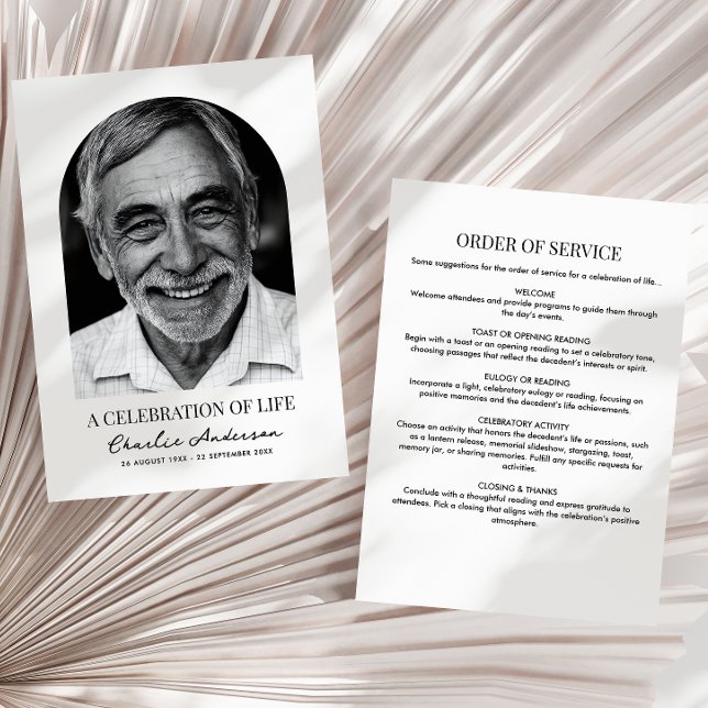 Modern Arch Photo Funeral Or Memorial Service Programme (Creator Uploaded)