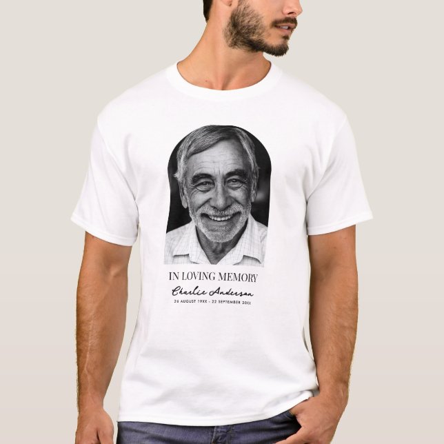 Modern Arch Photo Funeral Or Memorial Service T-Shirt (Front)