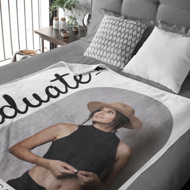 Modern Arch Photo Graduation Fleece Blanket (Creator Uploaded)