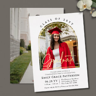 Modern Arch Photo Graduation Gold Foil Script
