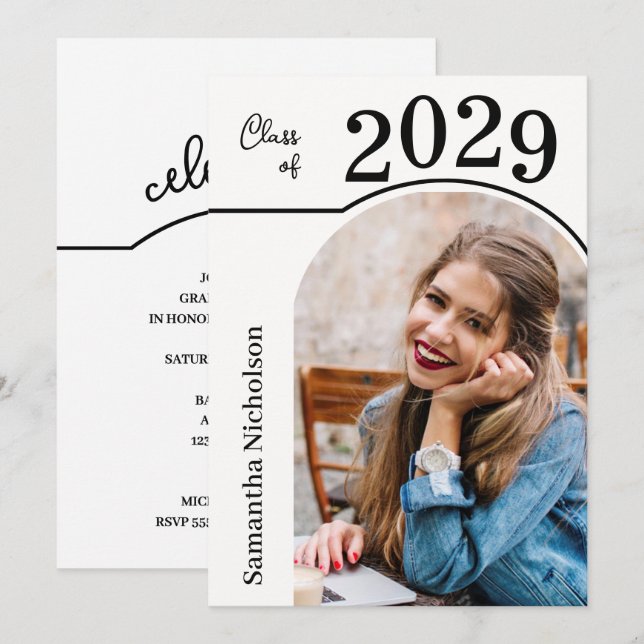 Modern Arch Photo Graduation Invitation (Front/Back)