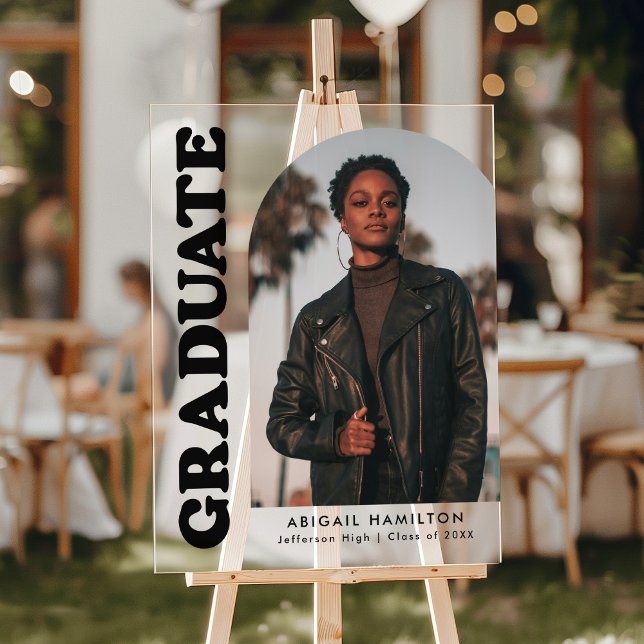 Modern Arch Photo Graduation Party Acrylic Sign (Creator Uploaded)