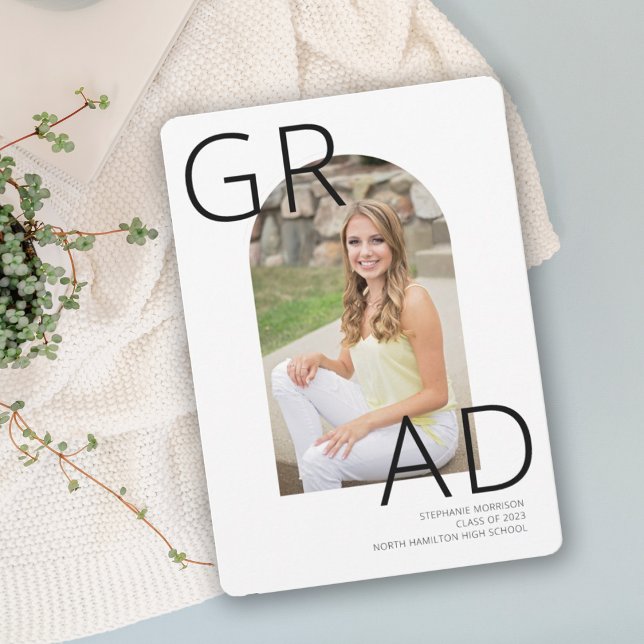 Modern Arch Photo Graduation Party Invitation (Creator Uploaded)