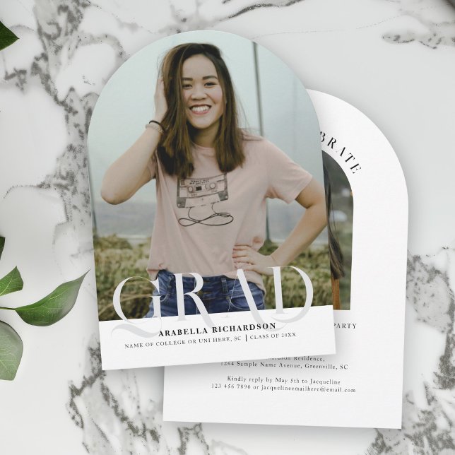 Modern Arch Photo Graduation Party Invitation (Creator Uploaded)