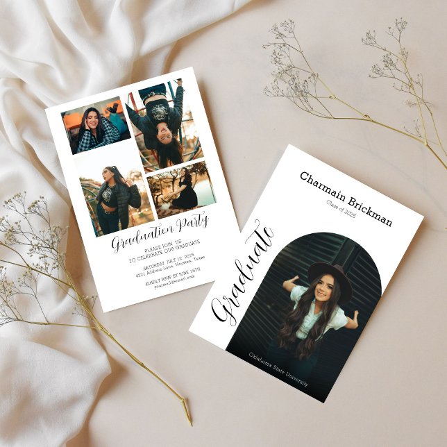 Modern Arch Photo Graduation Party  Invitation (Creator Uploaded)