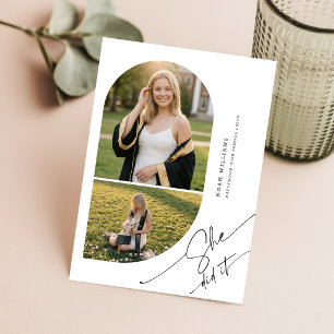 Modern Arch Photo Graduation Party Invitation Postcard