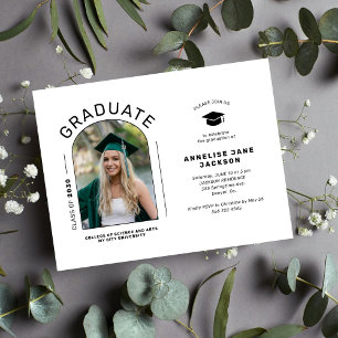 Modern arch photo graduation party invitation postcard