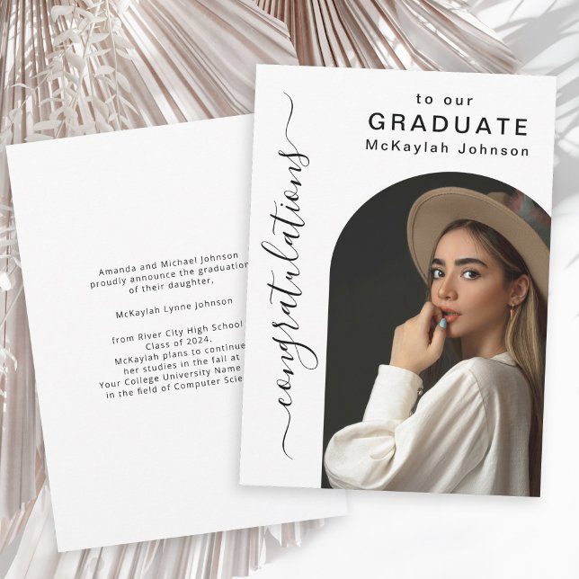 Modern Arch Photo High School Graduation Announcement (Creator Uploaded)