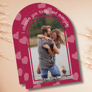 Modern Arch Photo Hot Pink Valentines Day Invitation