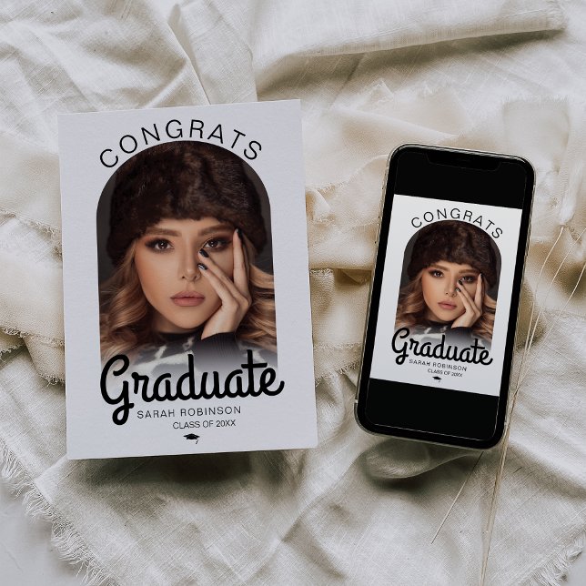Modern Arch Photo Minimal Graduation Announcement (Creator Uploaded)