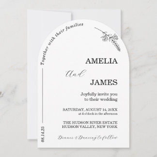Modern Arch Photo Minimal Script Wedding Invitation