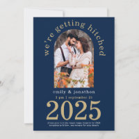 Modern Arch Photo Navy Gold Wedding Save The Date