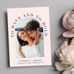 Modern Arch Photo Pink Wedding Invitation