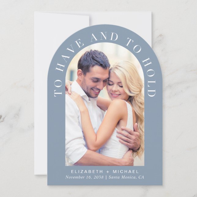 Modern Arch Photo QR Code All In One Wedding Invitation (Front)