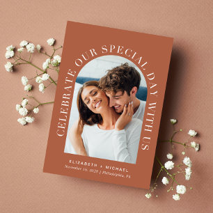 Modern Arch Photo Terracotta Wedding Invitation