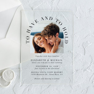 Modern Arch Photo Wedding Acrylic Invitations