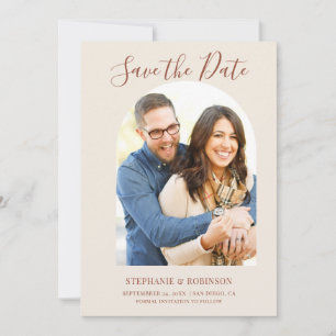 Modern Arch Photo Wedding Monogram Save The Date Invitation