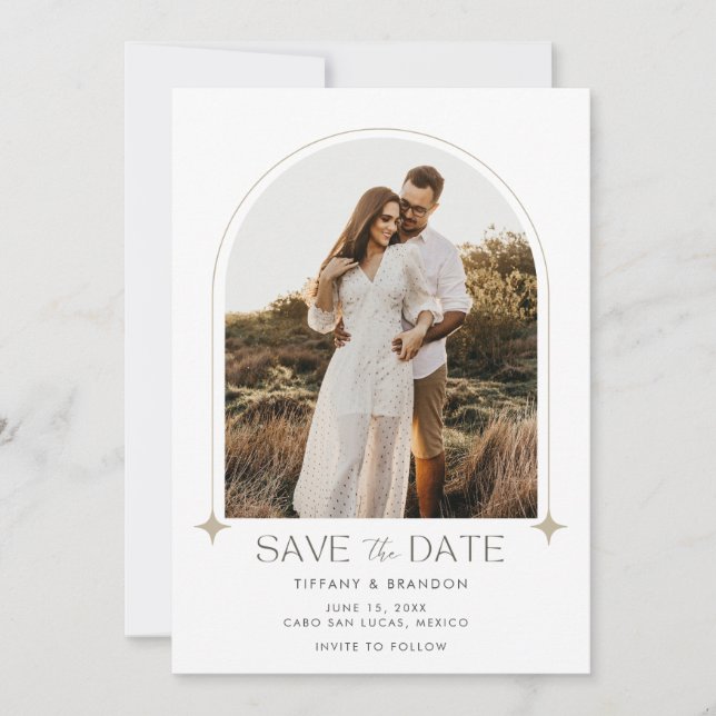 Modern Arch Photo Wedding Save The Date (Front)