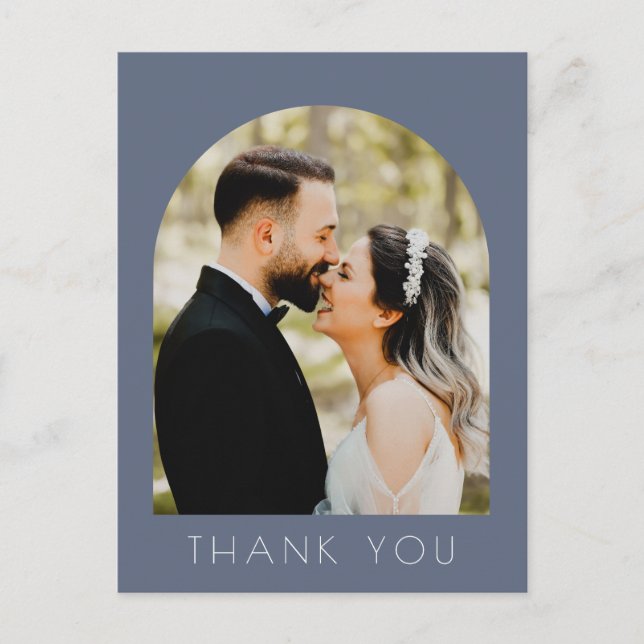 Modern Arch Photo Wedding Thank You  Postcard (Front)
