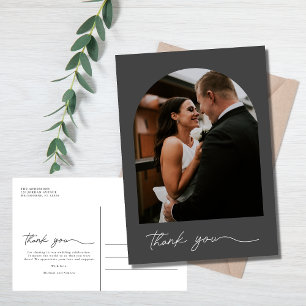 Modern Arch Photo Wedding Thank You Postcard