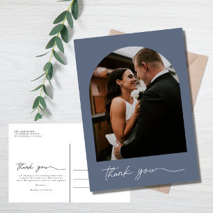 Modern Arch Photo Wedding Thank You Postcard