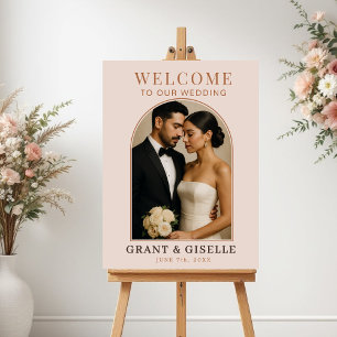 Modern Arch Photo Wedding Welcome Sign 