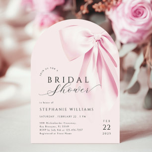 Modern Arch Pink Bow Bridal Shower Invitation