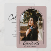 Modern Arch Purple Graduation Announcement &