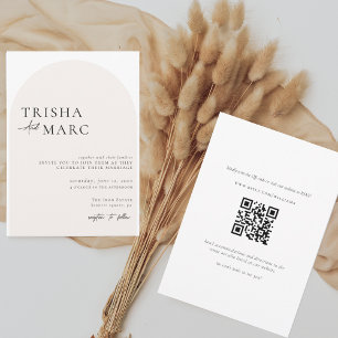 Modern Arch QR Code All in One Wedding  Invitation