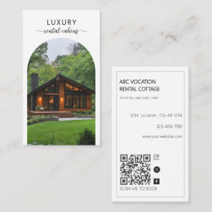 Modern arch QR Code Vacation Rental Guest House Business Card