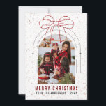 Modern Arch Red Ribbon Photo Merry Christmas Bow Holiday Card<br><div class="desc">Celebrate the season with this trend-forward holiday card featuring a stylish arched photo frame topped with a charming hand-drawn red bow. The modern terrazzo-style background and clean typography create a warm,  artistic feel that perfectly showcases your favourite family memory.</div>