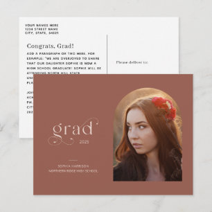 Modern Arch Red Rust 1-Photo 2022 Graduation Postcard